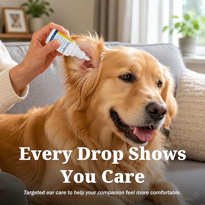 Yeast Infection Treatment for Dogs, Dog Ear Infection Treatment, Ear Drops for Dogs & Cats, Helps Relieve Ear Redness, Itching, Irritation & Discomfort, Easy Dropper Application, 0.51 fl oz (15 mL)