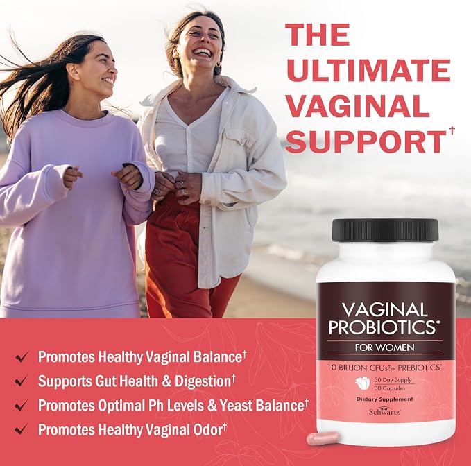 BioSchwartz Vaginal Probiotics for Women Supplement with Prebiotics Lactobacillus Crispatus - Supports Women's Health by Promoting Healthy Vaginal Odor, Flora, PH Balance - 30 Day Supply, 30 Capsules