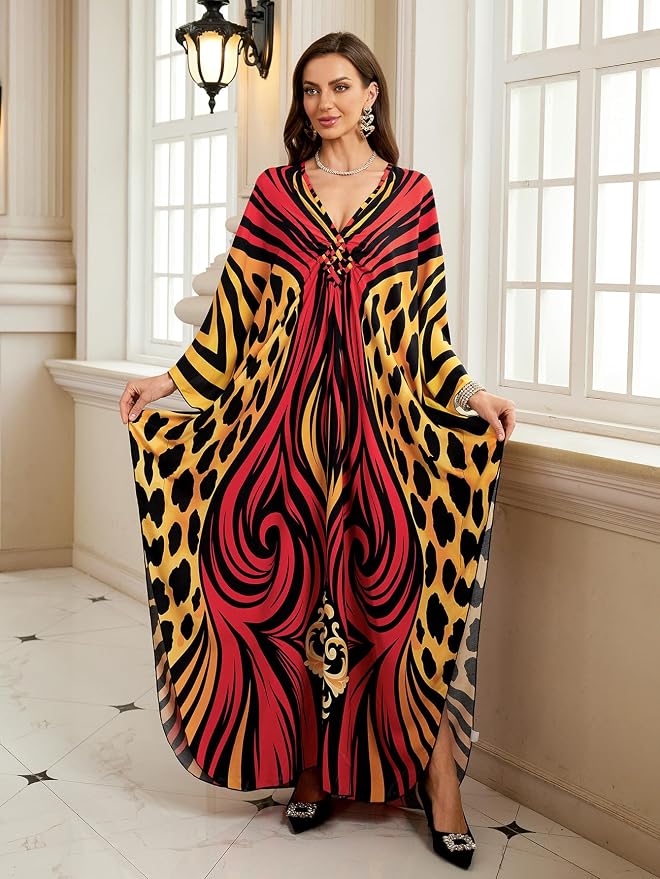 Mumu Dresses for Women Plus Size, Bohemian Kaftan Beach Cover Up Long Maxi Nightgown Soft Loungewear