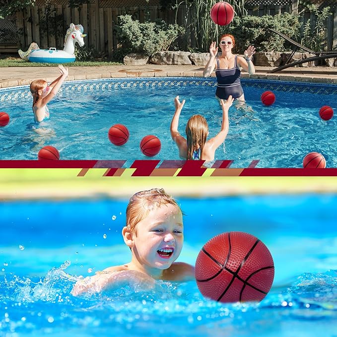 Oleitodh 40Pcs 6" Inflatable Mini Basketball Balls Bulk Inflatable Small Basketball Set, PVC Small Basketballs for Over The Door Hoop Games Party Favors Indoor Outdoor Play Adults Kids Pool Beach