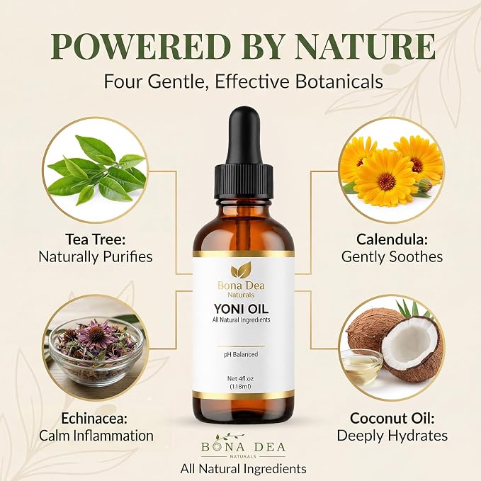 Bona Dea Naturals Feminine Spray for Women – All Natural Yoni Oil Deodorant & Moisturizer, Organic Essential Oils, Chemical-Free, Sensitive Vaginal Care, Made in the USA | 4 oz Refill Dropper Bottle