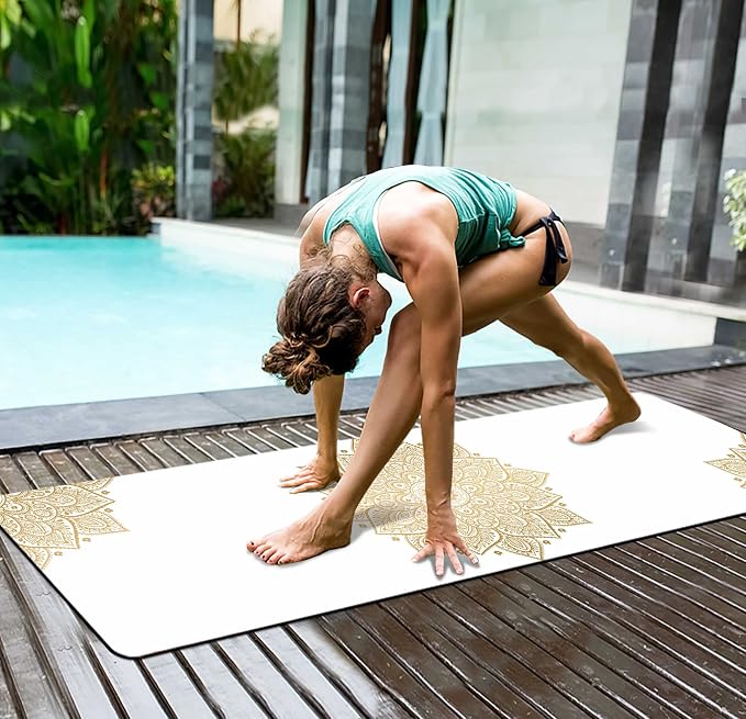 nuveti Yoga Mat Print Extra Thick TPE Non Slip Fitness Exercise Mat with Carrying Bag,72"x24" Extra Thick 6MM Exercise & Workout Mat for Yoga, Pilates Fitness and Floor Exercises