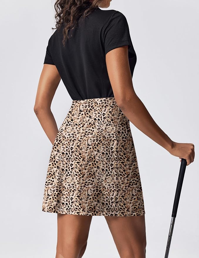 PINSPARK 19" Knee Length Skorts for Woman with Pockets UPF 50+ Golf Skirts | 4 Pockets, Built-in Shorts, High Waisted & Tummy Control, Moisture-wicking for Golf Athletic Tennis Workout Casual