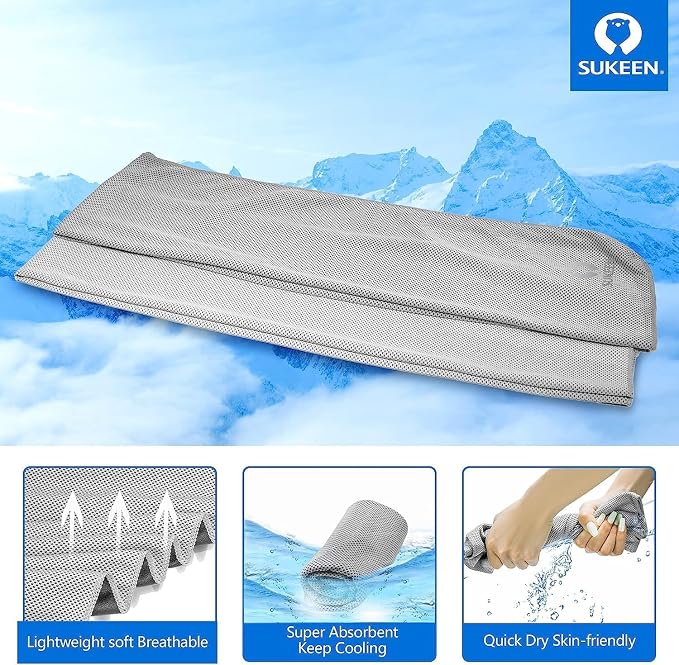 Sukeen 8 Pack Cooling Towels (40"x12"), Ice Towels for Hot Weather, Cooling Towels for Neck and Face, Soft Breathable Sweat Towel for Gym, Sport, Yoga, Golf, Workout, Camping, Running