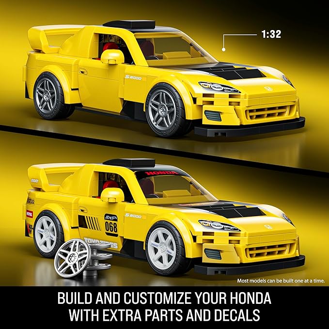 Mattel Brick Shop Hot Wheels Speed Series Building Set, '07 Honda S2000 with 257 Pieces, Realistic Details and Custom Decals, Adult Collectors and Kids Ages 10+