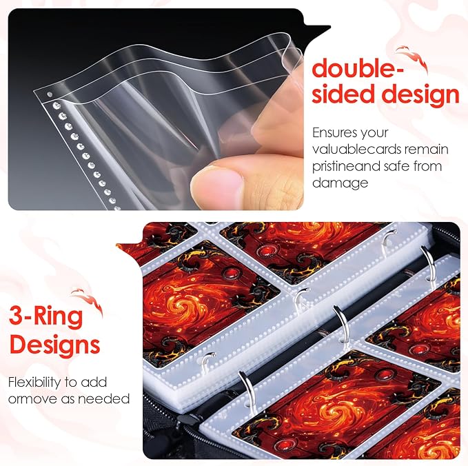 Trading Card Binder 4 Pocket, Waterproof PU 400Pockets Card Holder, Portable Zippered Collectible Game Card Albums Gifts for Boys and Girls, Trading Card Album for MTG/TCG/Card Holder Gift