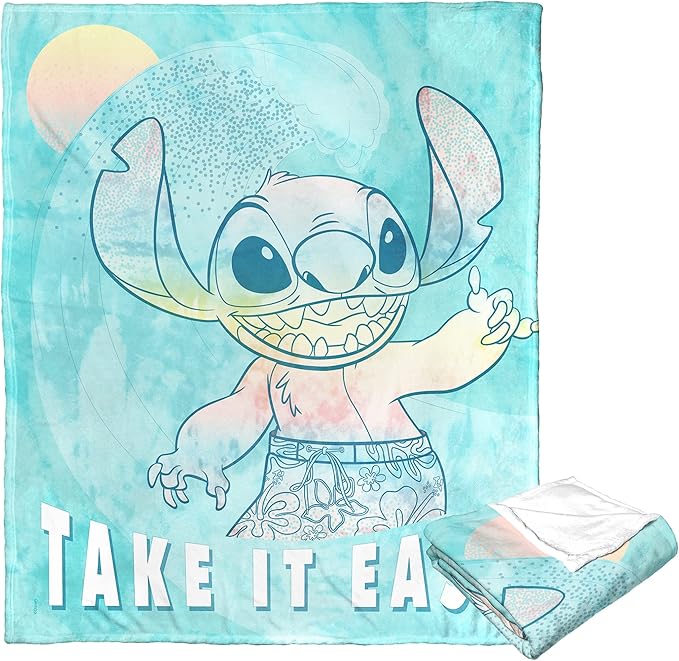 Northwest Lilo and Stitch Silk Touch Throw Blanket, 50" x 60", Laid Back Stitch