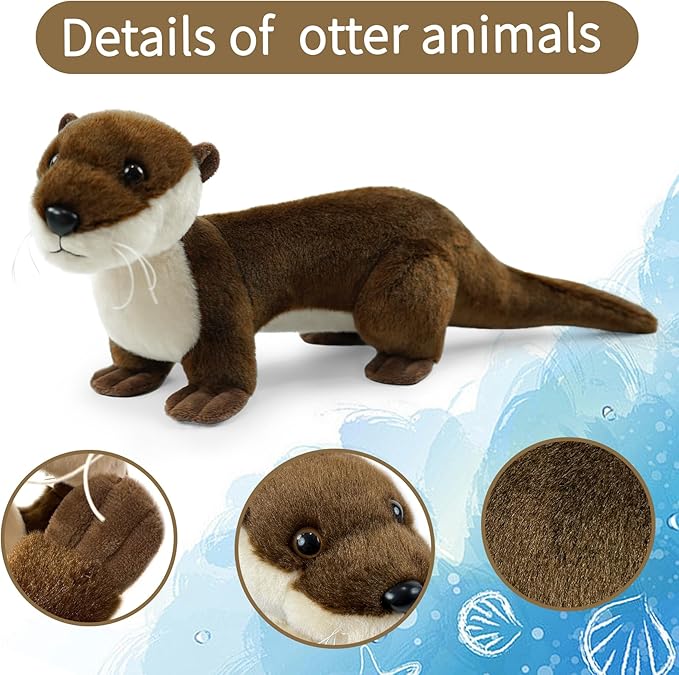 River Otter Stuffed Animals for Kids,Lying Posture Otter Ocean Cute Animal Plush Toy Birthday Gift for Boys Girl Children（Lying）
