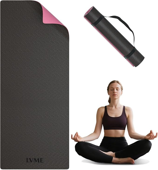 Thick Yoga Mat 72"x24" – 1/4" or 2/5" Option | Non-slip & anti-tear TPE, lightweight with carrying strap, beginner-friendly for women & men, yoga/pilates/floor workout