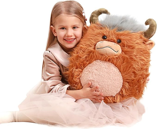 Original 16-Inch Large Highland Scottish Cow Plush Pillow Stuffed Animal Toy,Cute Soft Kawaii Big Size Hugging Cuddle Huggable Plushie,Gift for Kids
