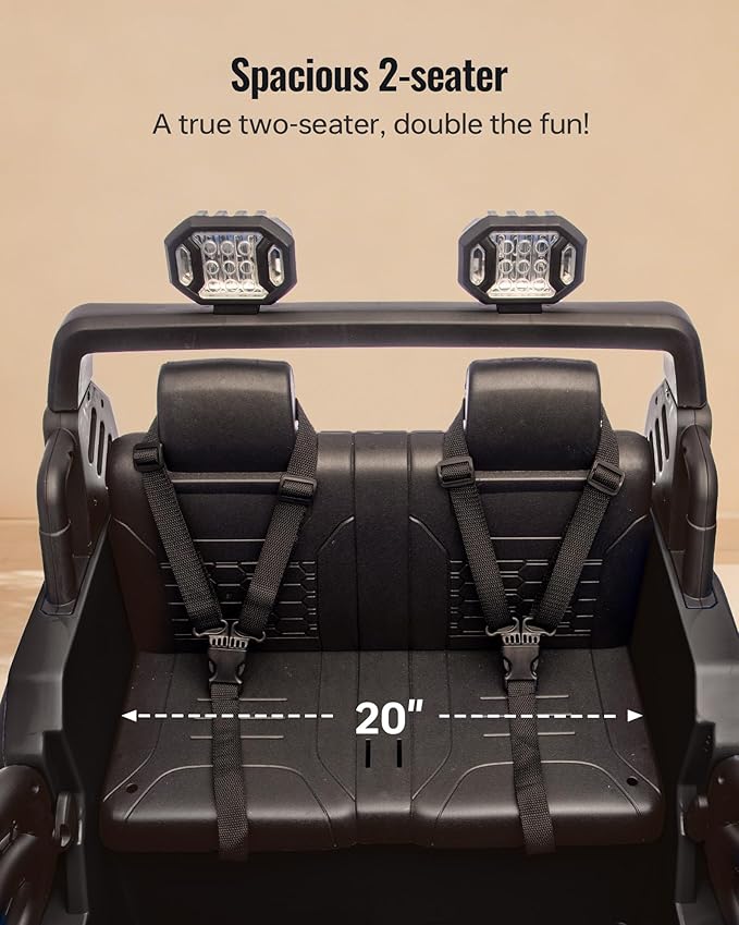 Outfunny 2 Seater Ride on Car Toy, 24V 4WD Electric Car for Kids 4-8 with Remote Control, 4x200W Motors, Capacity 150 lb - Black