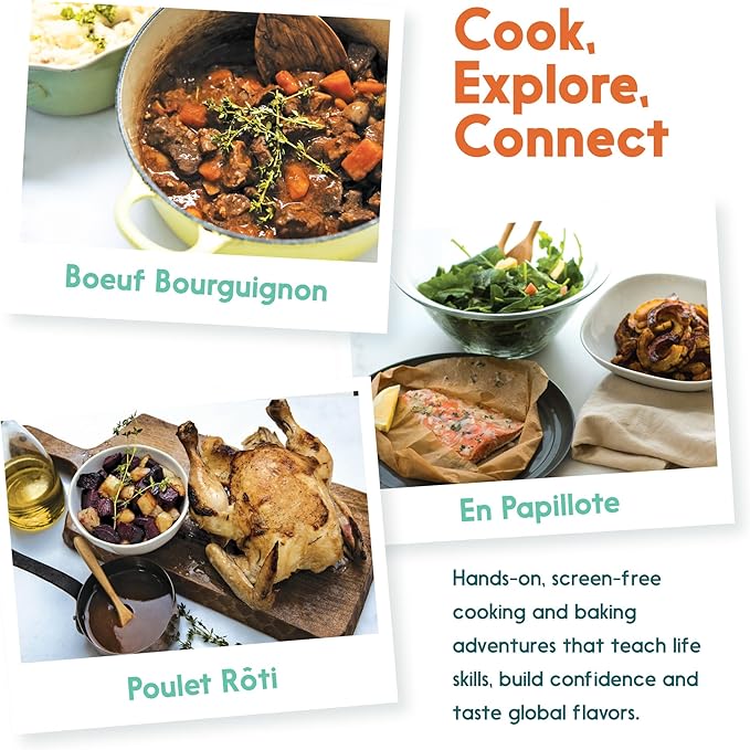 Cooking Kits for Kids - Interactive & Educational Set with 3 Recipe Cards, Key Ingredients & Cooking Tools - Ideal Idea for Kids who Love to Create Meals (France Edition)