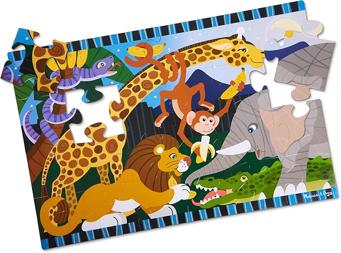 Melissa & Doug Safari Social Jumbo Floor Puzzle (24 Pieces, 2 x 3 Feet), Jigsaw Puzzle for Preschoolers and Kids Ages 3+ - FSC Certified