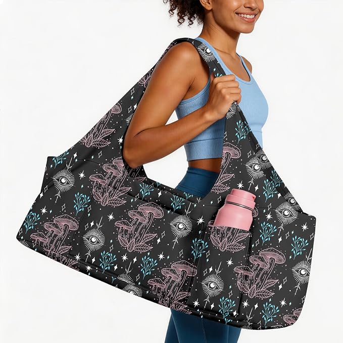 Women's Yoga Bag with Yoga Mat Carrier - Large Mat Pocket Fitness Tote for Pilates, Gym, Travel, Office & Beach