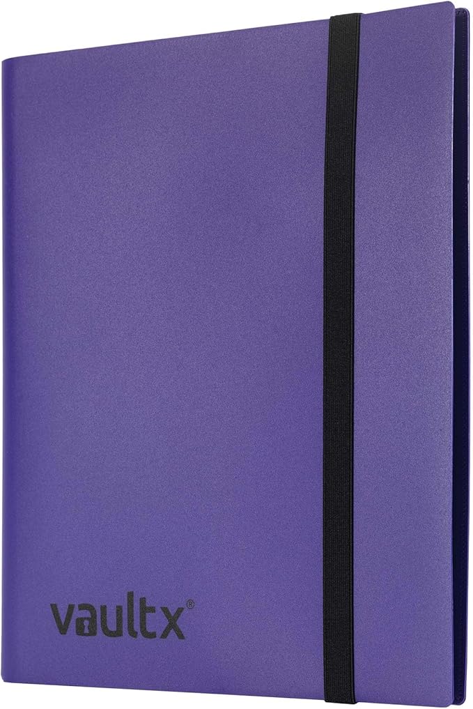 Vault X 9 Pocket Standard Strap Binder, Holds 360 Trading Cards in 20 Side-Loading Pages (Purple)