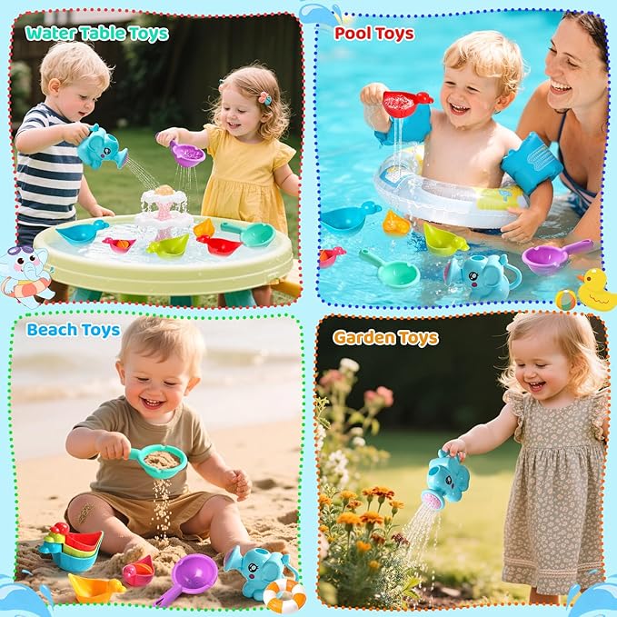 Fajiabao Bath Toys Toddlers 2-4 8 PCS Mold Free Bath Toys for Kids Ages 1-3 with Floating Ducks & Water Pool Beach Sand Toys in Bathtub for 1 2 3 4 5 6 Birthday Gifts