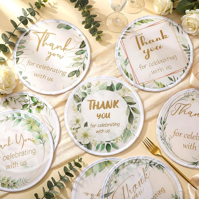 Gejoy 24 Pcs Wedding Foldable Fan Style Summer Flower Handheld Round Folding Flying Disc for Women Man Daily Use Festival Wedding Party Favors Decorations Portable, 8 Style