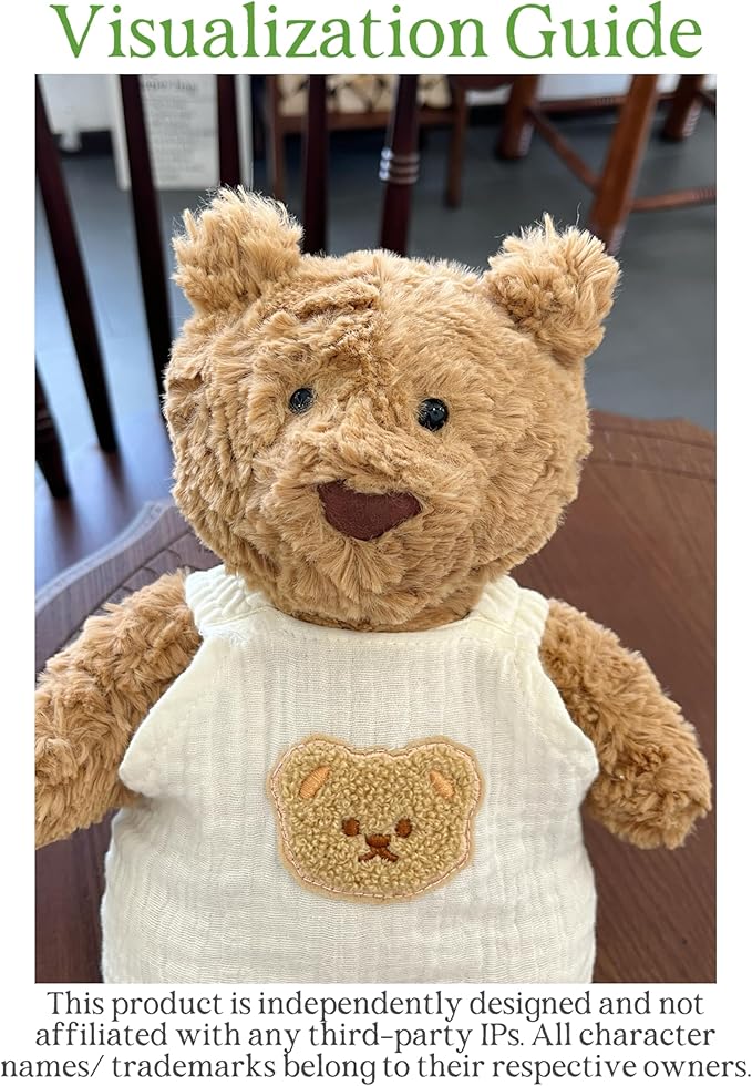 9-12"/30cm Teddy Bear Outfit: 2-Piece (Romper + Bonnet) Doll Clothes for Medium Bashful Bunny Bartholomew Bear（NO Doll）