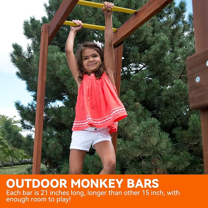 21 Inch Monkey Bars Kit Playground Monkey Bar Ladder Rungs for Backyard Indoor Outdoor Metal Monkey Bars Swing Set Playset Accessories (12 Pcs, Yellow)