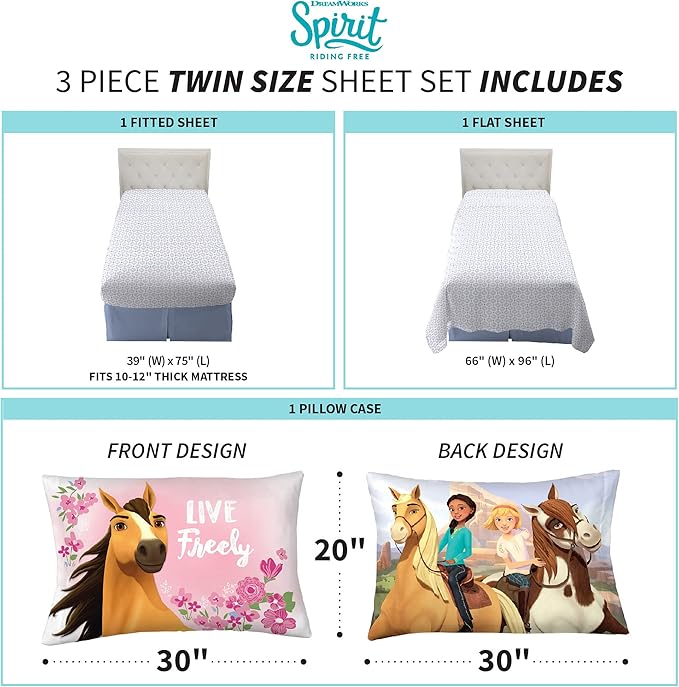 Franco Kids Bedding Sheet Set, Twin, Spirit Riding Free