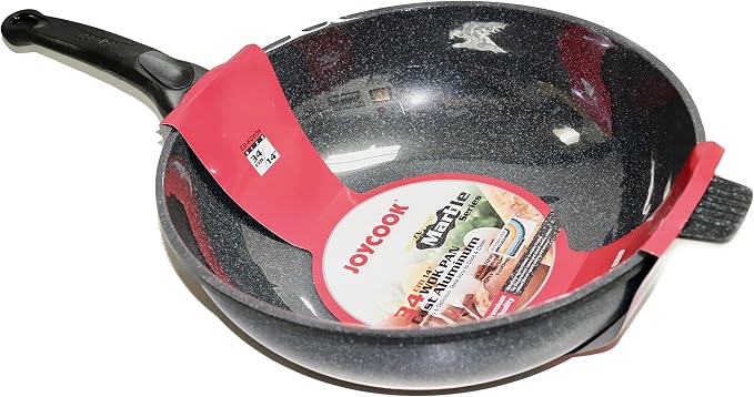 Joycook Durastone Marble Coated Cast Aluminum Nonstick Wok Pan, 14-inch