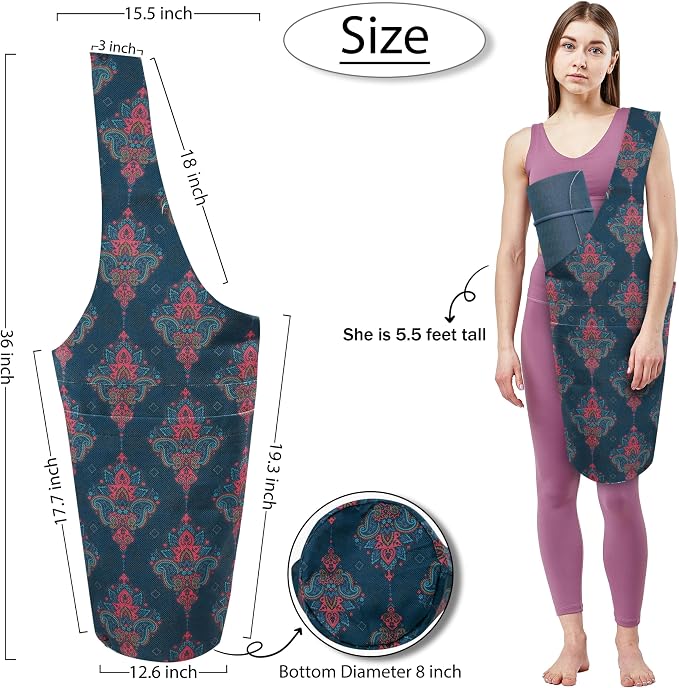 Yoga Mat Bag Yoga Tote Bag with Large Pocket and Zipper Pocket Yoga Mat Bag Carrier Fit Most Size Mats and All You Stuff