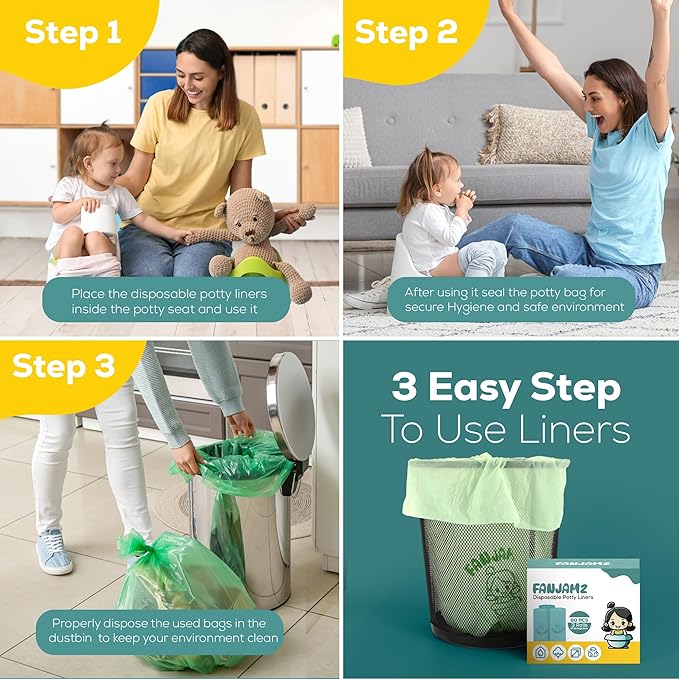 [80 Count] Potty Bags for Portable Toilet - OK Compost Certified Bathroom Trash Can Bags - 5 Liters Leak-Proof Perfect Disposable Potty Liners for Toddlers & Pets