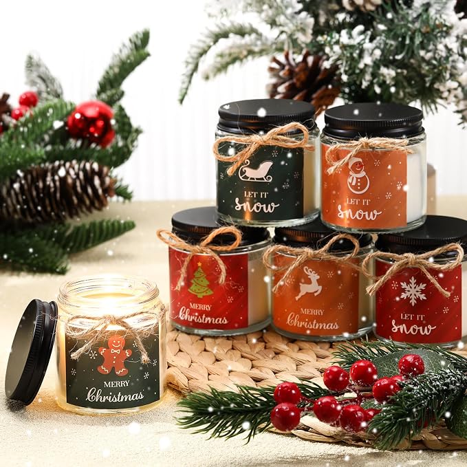 MTLEE 6 Pcs Christmas Candles Gifts Bulk Scented Candle Jars for Coworkers Women Aromatherapy Candles for Home Xmas Birthday Gifts Yoga(Bright Style)