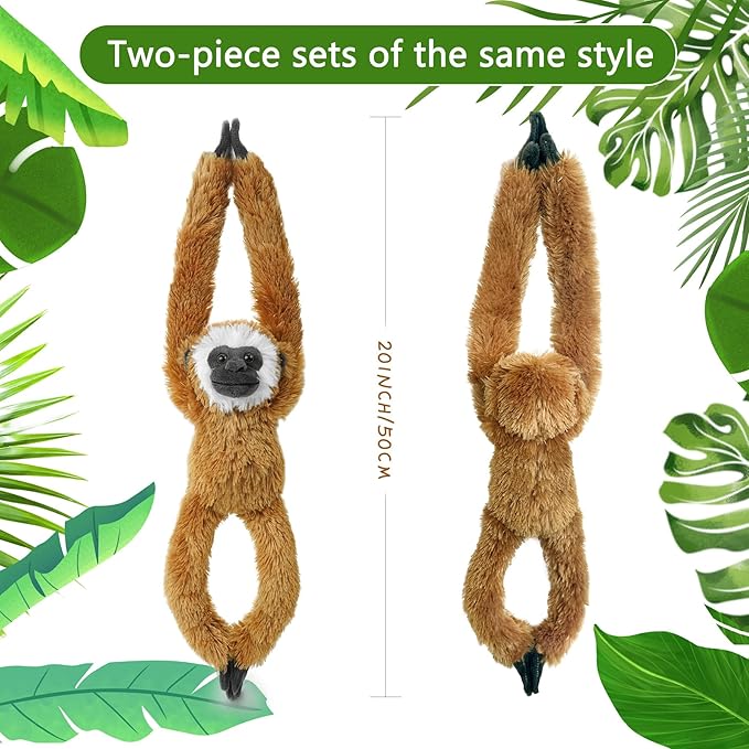 2 Pcs 50CM Realistic Hanging Plush Anima Monkey Toys with Hands and Feet and Parent-Child Knot, Monkey Soft Long Plush Jungle Party Decoration Curtain Storage Toys Stuffed Animals for Kids 4-8