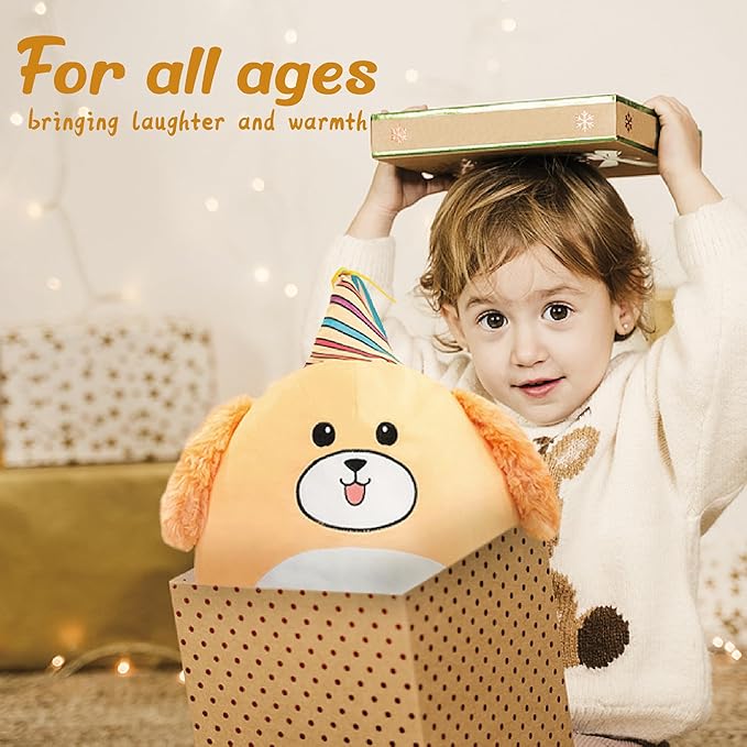 16.5” Birthday Dog Plush Pillow Toy Corgi Soft Stuffed Animal Plushies Cute Dog Birthday Decoration Large Birthday Gifts Happy Plush for Boys and Girls Toddlers