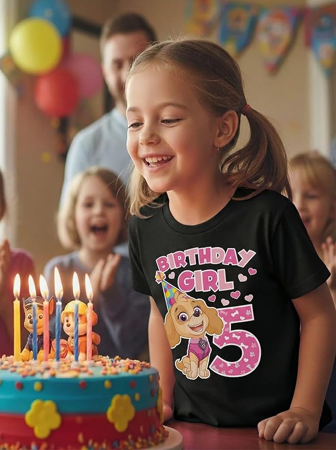 Skye Paw Patrol 4th Birthday Girl Shirt for 4 Year Old Girls - Pup-Themed Party Toddler T-Shirt