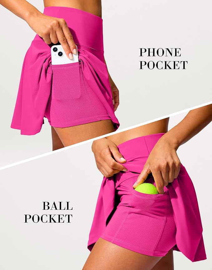 14" Tennis Skirt Golf Skorts with Pockets Tummy Control Shorts Pleated Skirts for Women Athletic Dressy Casual