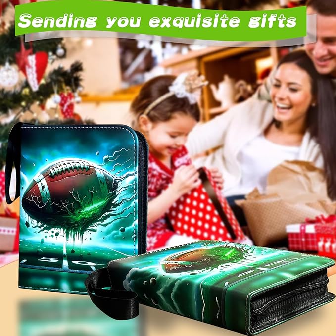 Football Card Binder 900 Pockets, Trading Card Binder 9 Pocket with 50 Removable Sleeves Fits 900 Sport Cards, 3 Ring Card Holder with Zipper, Collector Storage Album