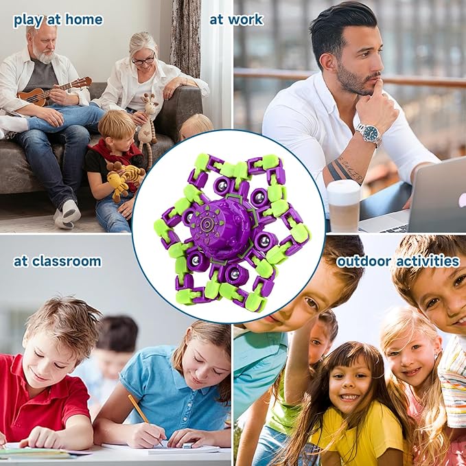 4 Pcs Fidget Toys Transformable Fidget Spinners Autism ADHD Anxiety Stress Relief Sensory Toys for Kids and Adults Deformable Robot Spinner Fingertip Gyros for Party Favors Prizes (PurpleGreen)
