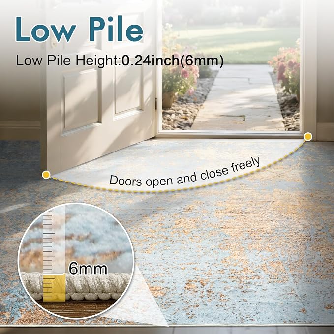 5x7 Ft Area Rugs for Living Room, Soft Non-Slip Washable Rugs Modern Abstract Pattern Carpet for Bedroom Indoor Floor Nursery Home Decor (Blue)