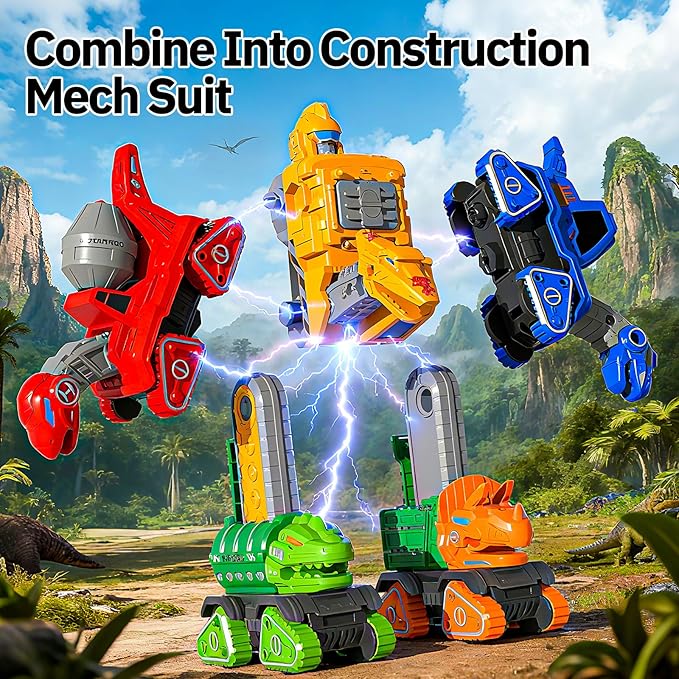 Transform Toys for Boys 4-6, 5 in 1 Take Apart Toys for Boys 3-5, Dinosaur Transforming Assembling Robot Toy for Kids, Educational Birthday Gift for 4 5 6 7 8 Year Old Boy Girls