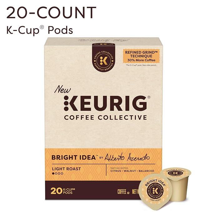 Keurig Coffee Collective, Bright Idea by Alberto Azeredo, Light Roast Coffee, Single Serve Keurig K-Cup Pods, 20 Count