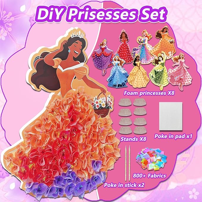 JRD&BS WINL DIY Princesses-Poke in Fun Art Kit for Kids Great Creative Activity for Kid Age 3 up Mess Free Art Set for 4-12 Year Old Craft Kit for Children Gifts for Girls&Boys (Princesses)