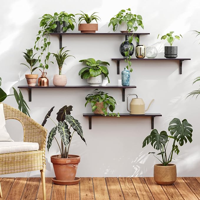 DINZI LVJ Long Wall Shelves, 39.4Inch Wall Mounted Shelves Set of 2, Extra Large Floating Storage Ledges with Sturdy Metal Brackets for Living Room, Bathroom, Bedroom, Kitchen, Espresso