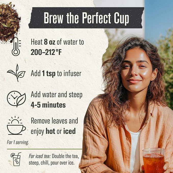 Numi Organic Rooibos Chai Tea Loose Leaf, Caffeine-Free Chai Tea with Spices, 16 oz Bulk Pouch, Herbal Tea, Smooth Bold Flavor Brews 200 Cups