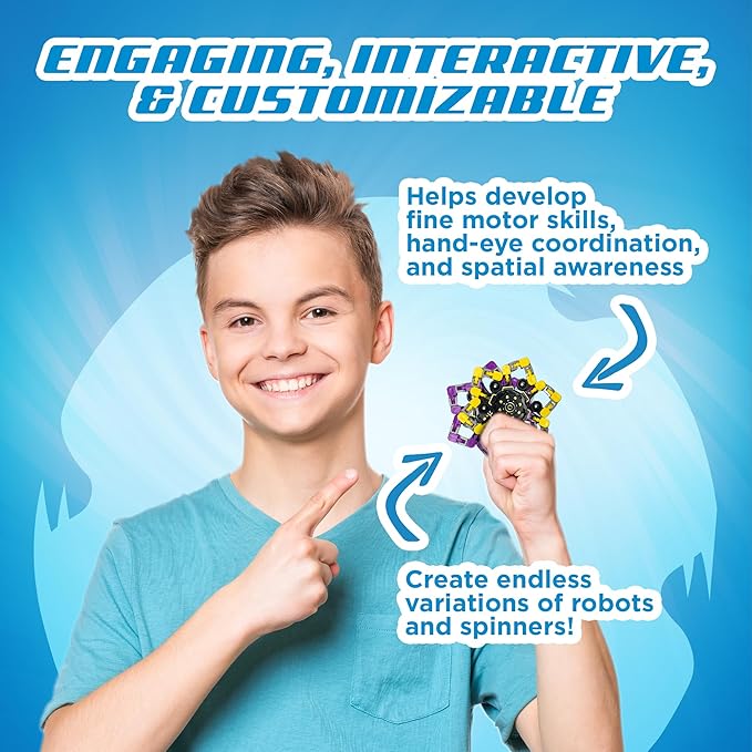 Stomp Rocket Robo Spinner, Transformable Fidget Spinner, 4-Pack - Transformer Robot Fidget Toy for Kids - Cool Sensory Gadgets - Spinning STEM Gifts & Party Favors for Boys, Girls, Teens & Adults