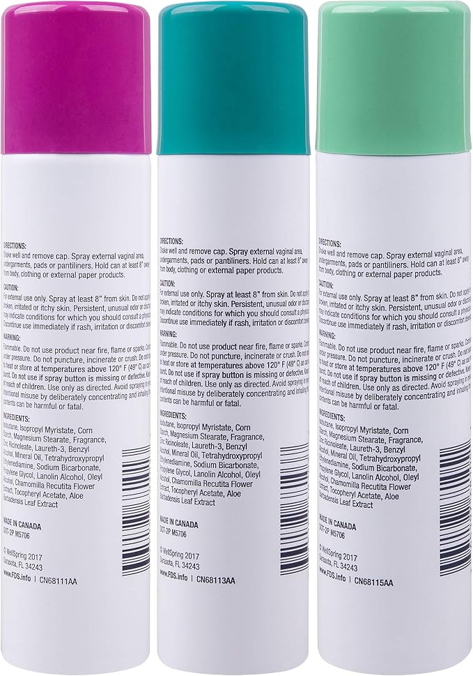 FDS Intimate Deodorant Spray All Day Freshness Variety Pack, Shower Fresh and Delicate Breeze, 2 Ounce Bottles, 3 Count