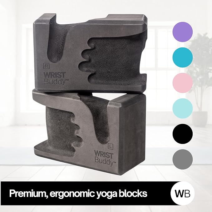 WRISTBuddy® Hand-Shaped Ergonomic Yoga Blocks for Optimal Wrist Support During Yoga, Pilates, Pushups, Planks, and Handstands - Patented Non Slip Blocks for Enhanced Stability and Comfort.