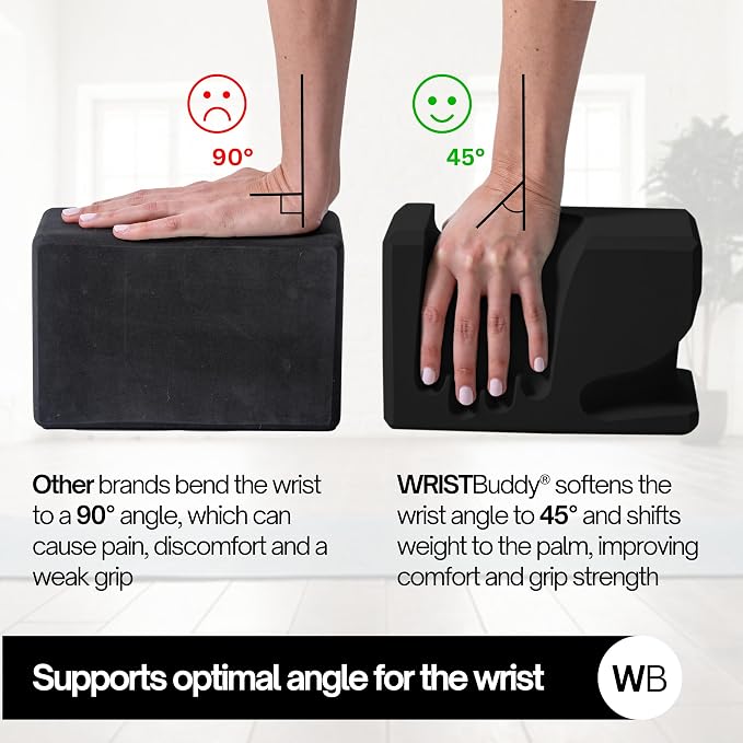 WRISTBuddy® Hand-Shaped Ergonomic Yoga Blocks for Optimal Wrist Support During Yoga, Pilates, Pushups, Planks, and Handstands - Patented Non Slip Blocks for Enhanced Stability and Comfort.