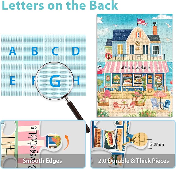 Puzzles for Adults 500 Pieces, Coastal Puzzle, Seaside Jigsaw Puzzles 500 Piece for Adults Seniors, Recycled Cardboard Puzzle for Game Night Family Friends, 20.5x15 in Home Decor