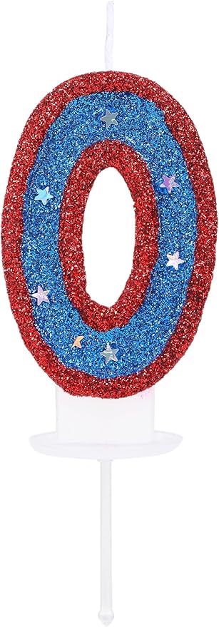 Number 0 Birthday Candle Blue Hero Captain 3D Number 0 Candle Cake Topper for Bady Boy Kid's Birthday Superheroes Theme Party Cake Decoration