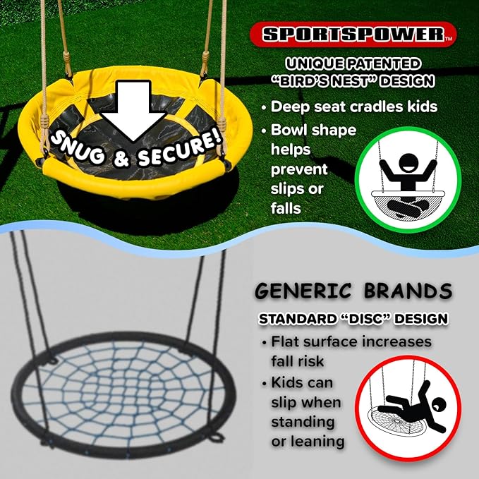 Sportspower Taylor 700lbs Galvanized Metal Swing Set for Kids for Backyard & Outdoors with Teeter-Totter, Saucer & Standing Swings, & 5ft Slide, 7.55' D × 13.88' W × 6.07' H, Bonus Anchor Kit