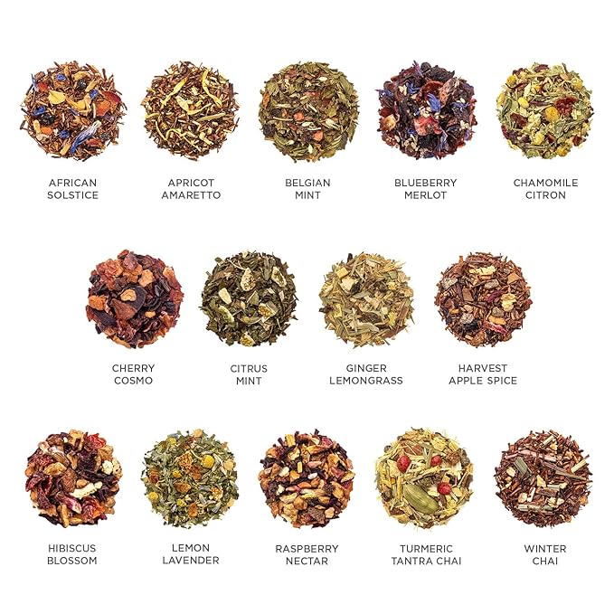 Tea Forte Single Steeps Loose Leaf Tea Sampler Tea Chest, Assorted Variety Tea Box, 28 Single Serve Pouches, Herbal Tea