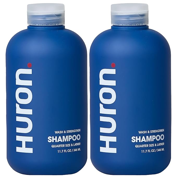 Huron Clean Citrus Woods Men's Shampoo – Strengthening, Hydrating & Nourishing – Sulfate-Free, Vegan & Cruelty-Free – 12 oz – Invigorating Citrus & Mint Scent