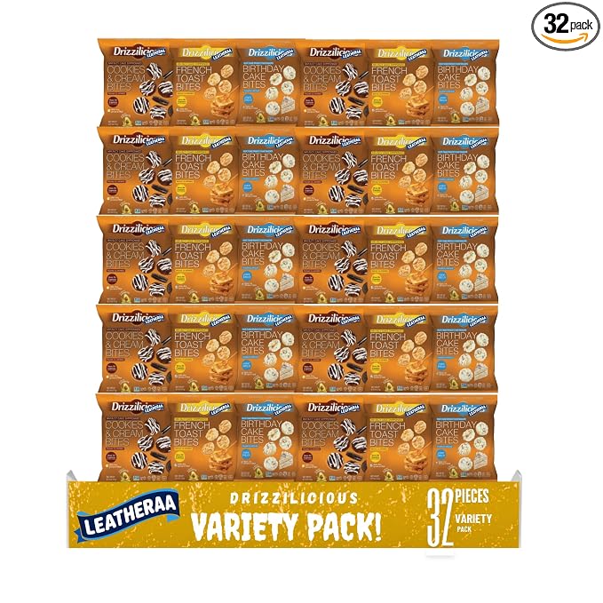 DrizziIiciou$ Crunchy Mini Rice Cakes Variety Pack, Individually Packaged Snack Bags, 0.74 oz, 32 Count